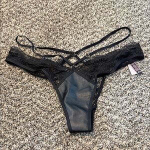Victoria’s Secret Leather and Lace Strappy Thong